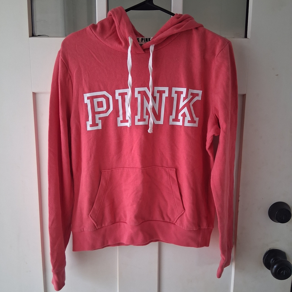 Victoria's Secret PINK Coral Hoodie with White Logo